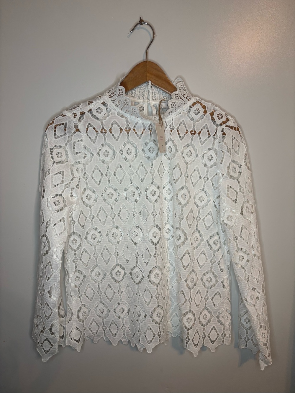 White Lace High-Neck Blouse